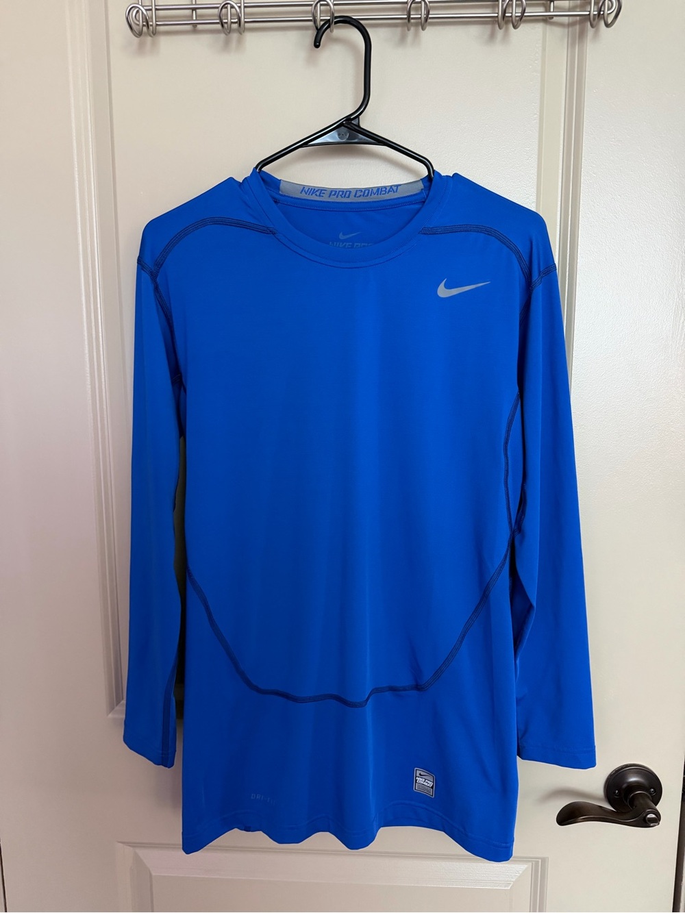 Nike Pro Combat Long Sleeve Compression Shirt Blue XL